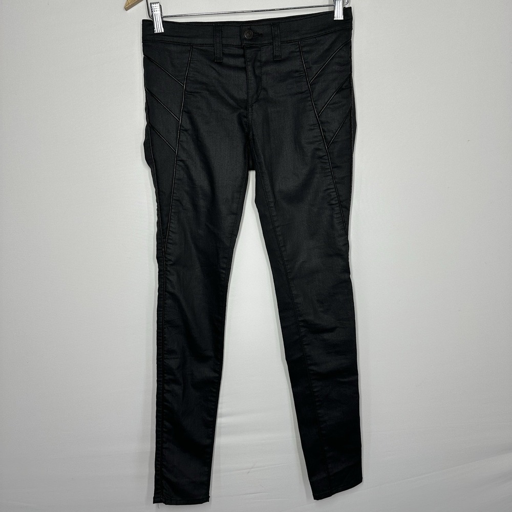 Rag & Bone Skinny Jeans Women Size 25 Black Leather Piping